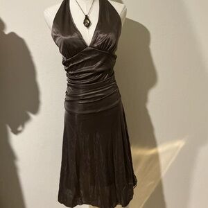 Ruby Rox charcoal grey halter neck dress